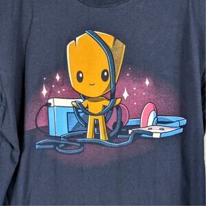 Marvel TeeTurtle Baby Groot Dancing Graphic T-Shirt Navy Blue Mens Small Cotton